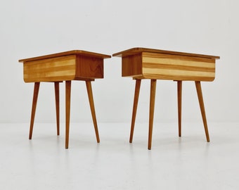 German Mid century beech nightstands/ bedside tables by Verralux, 1960s