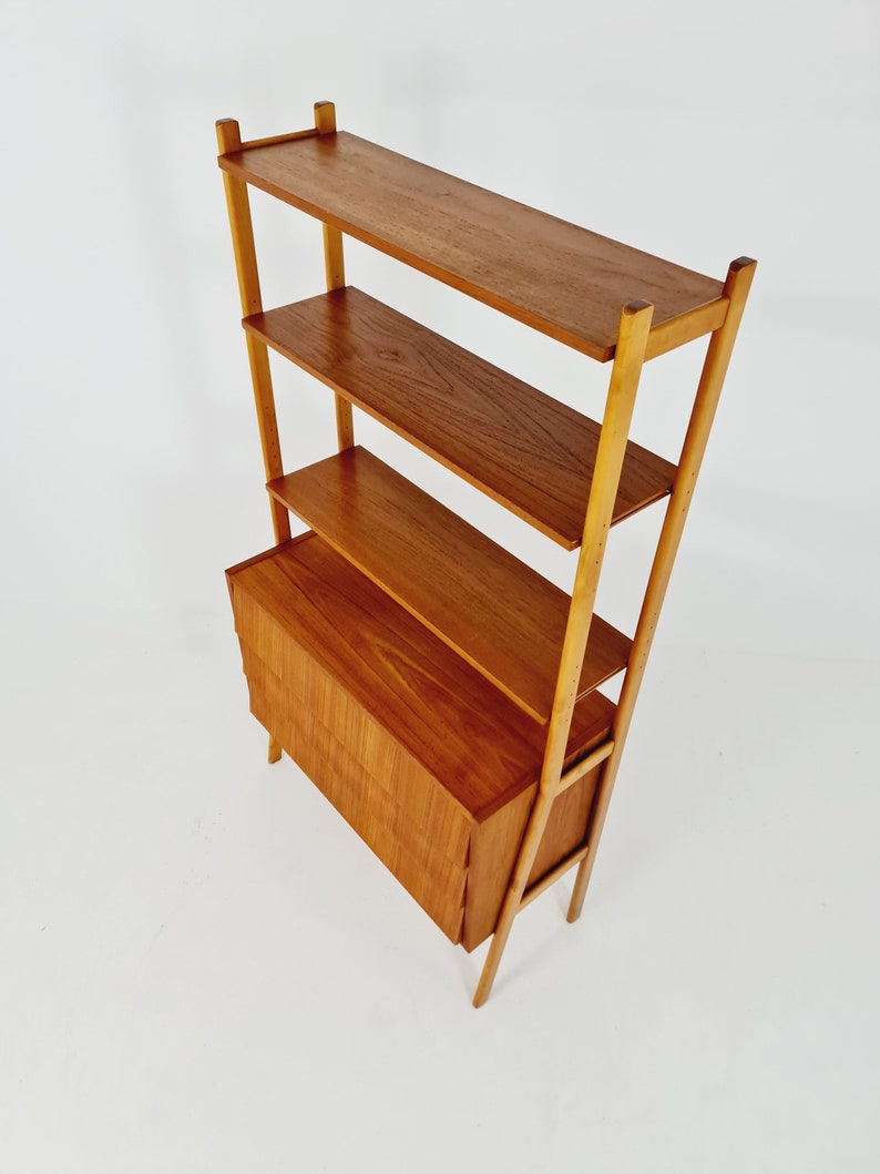 Danish freestanding Midcentury vintage bookshelf system / bookcase teak by Bengt Ruda, 1960s image 4