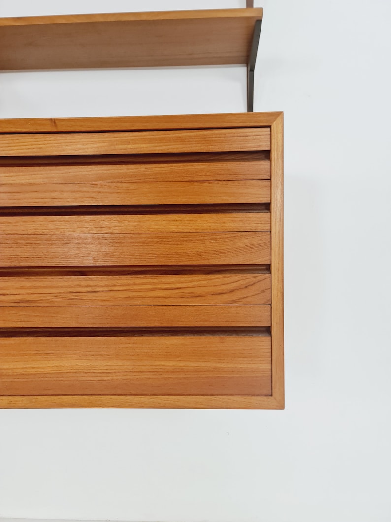 Mid century Danish Teak Wall Unit with records cabinet and magazine rack by Poul Cadovius for Cado, Denmark, 1960s image 7