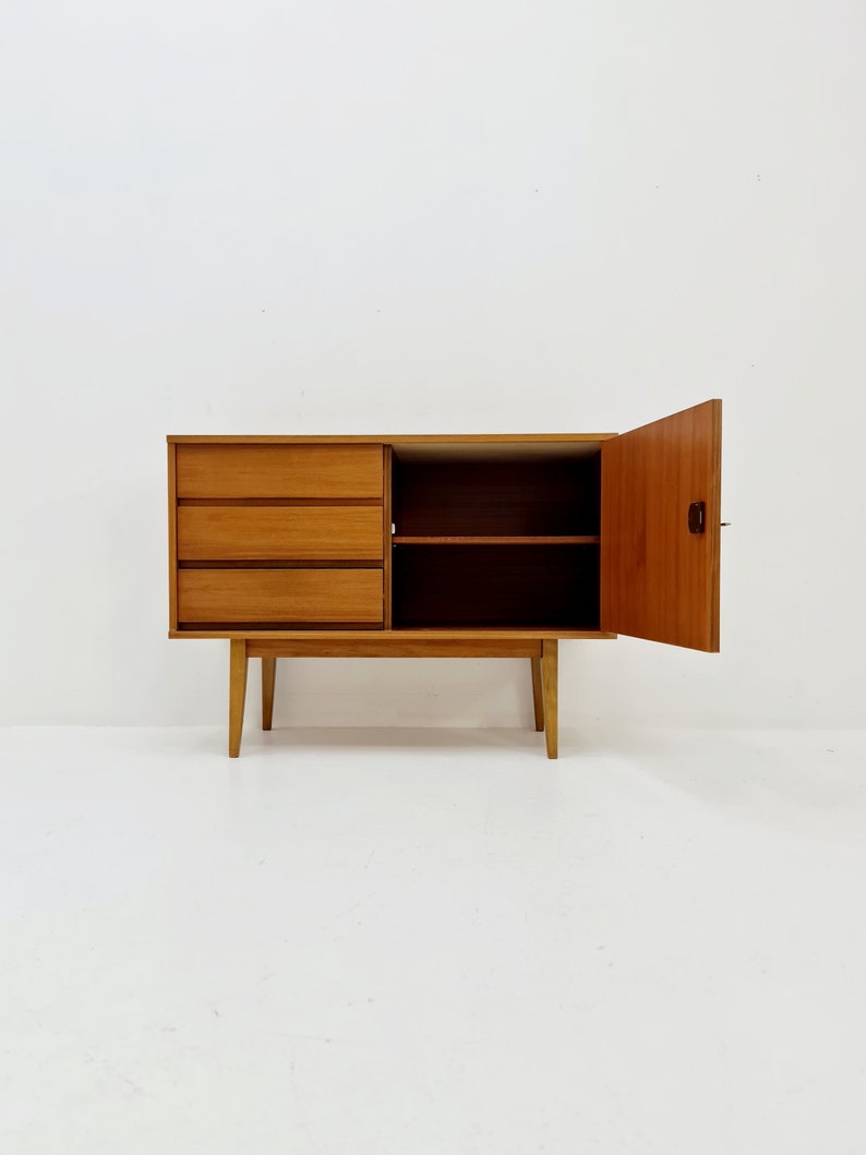 German Mid century Walnut wood chest of drawe, sideboard by FLB Möbel Fabrik , 1950s image 2