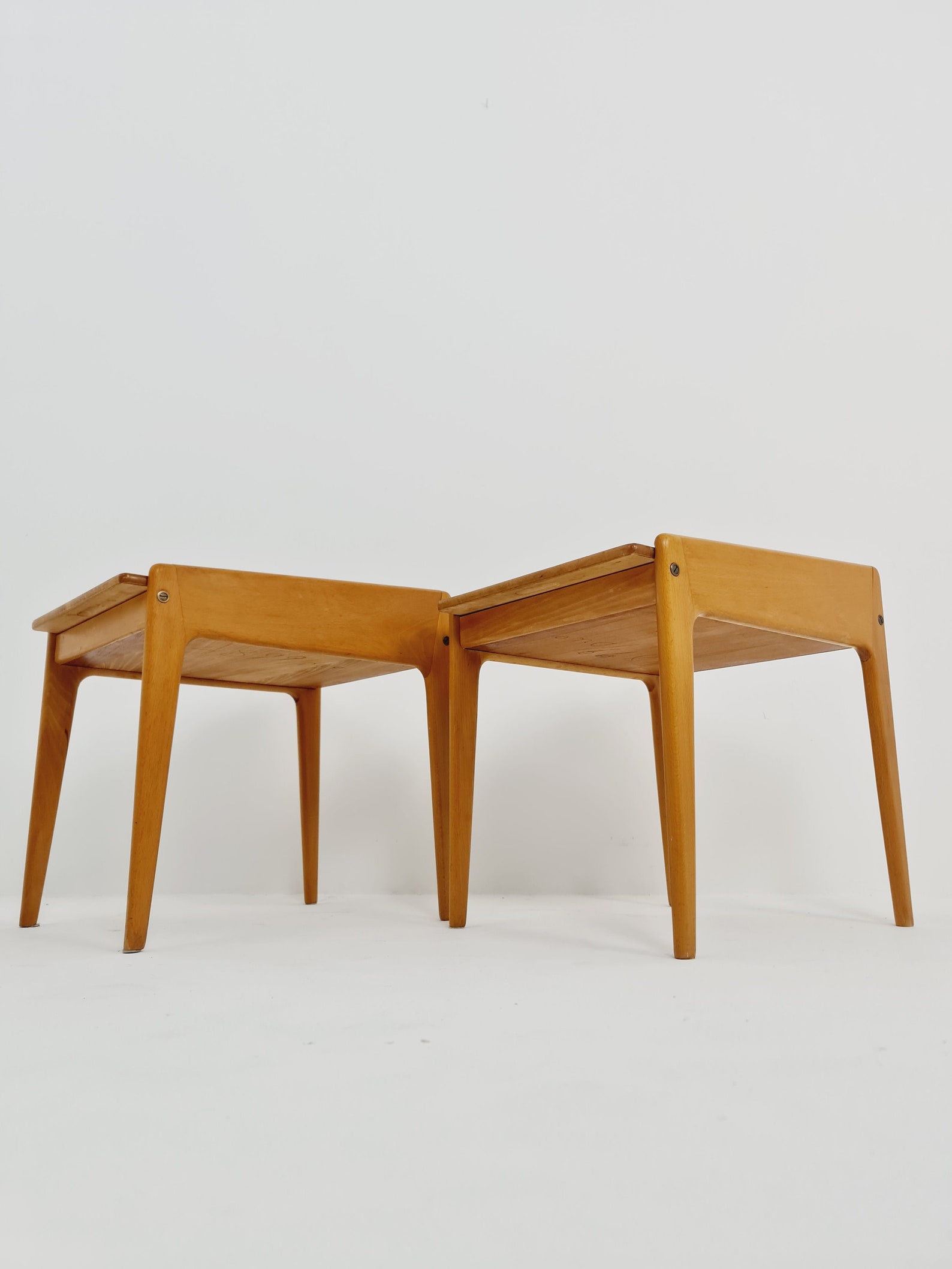 Mid Century Danish Teak & Oak Side Tables/ Bedside Tables/ Etsy