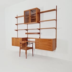 Danish modern modular teak shelving system by Kai kristansen for FH Möbel, Denmark, 1960s