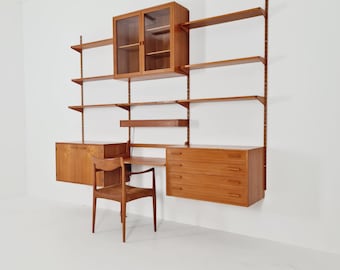 Danskt modernt modulärt hyllsystem i teak av Kai Kristansen för FH Möbel, Danmark, 1960-talet