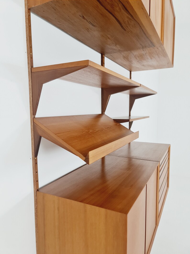 Mid century Danish Teak Wall Unit with records cabinet and magazine rack by Poul Cadovius for Cado, Denmark, 1960s image 8