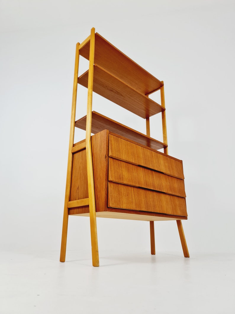 Danish freestanding Midcentury vintage bookshelf system / bookcase teak by Bengt Ruda, 1960s Bild 7