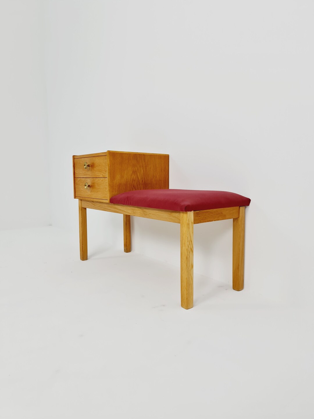 Scandinavian Oak Telefon Table Seat, Hallway Bench by Engstöm Myrsrand