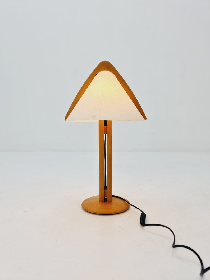 Vintage Danish ash wood large table lamp, 1980s image 1