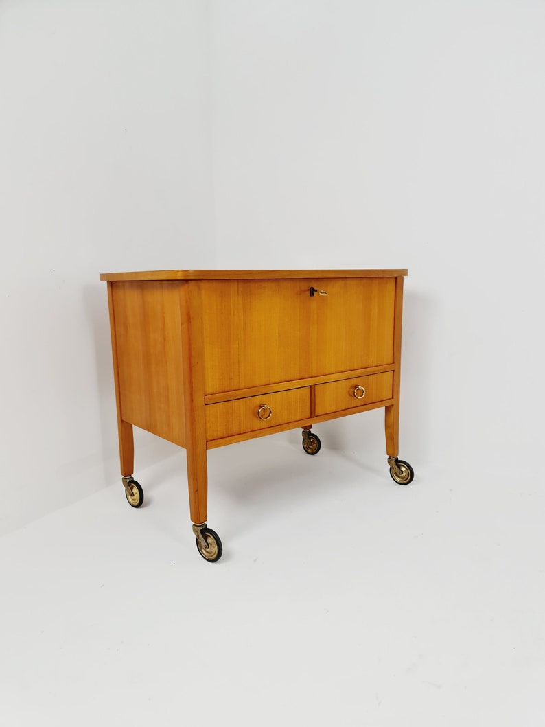 Mid Century Modern German oak vanity table/ make up table from the 60s image 4
