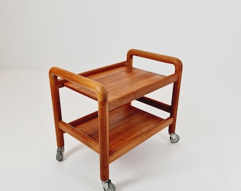 Carrito de bar danés vintage de mediados de siglo en teca maciza, de Salling Stolefabrik, década de 1960