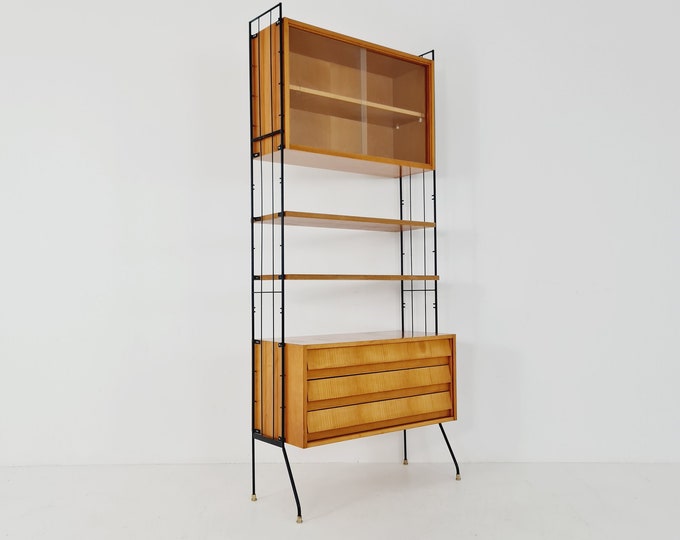 Freestanding String Shelf-system Unit Bookcase Oak & Metal by ...