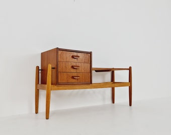 Danish teak & oak telephone table/ hallway table Arne wahl Iversen, 1960s