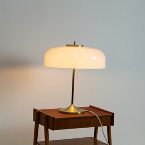 Rare Mid century German mushroom brass & plastic table lamp by Cosack Leuchten, Germany 1970s