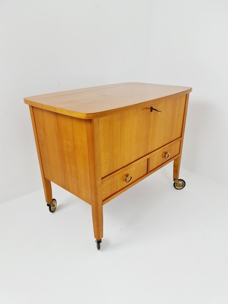 Mid Century Modern German oak vanity table/ make up table from the 60s image 8