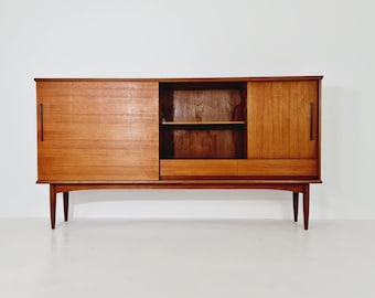 Mid Century Modern German Teak Highboard, Sideboard  by Hilker, 1960s