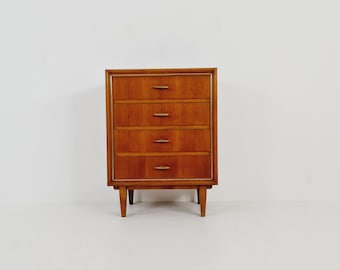 Midcentury German Walnut chest of drawers / 4 drawers cabinet by Greive NR 5, 1960s