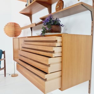 Mid century Danish Teak Wall Unit with records cabinet and magazine rack by Poul Cadovius for Cado, Denmark, 1960s image 6