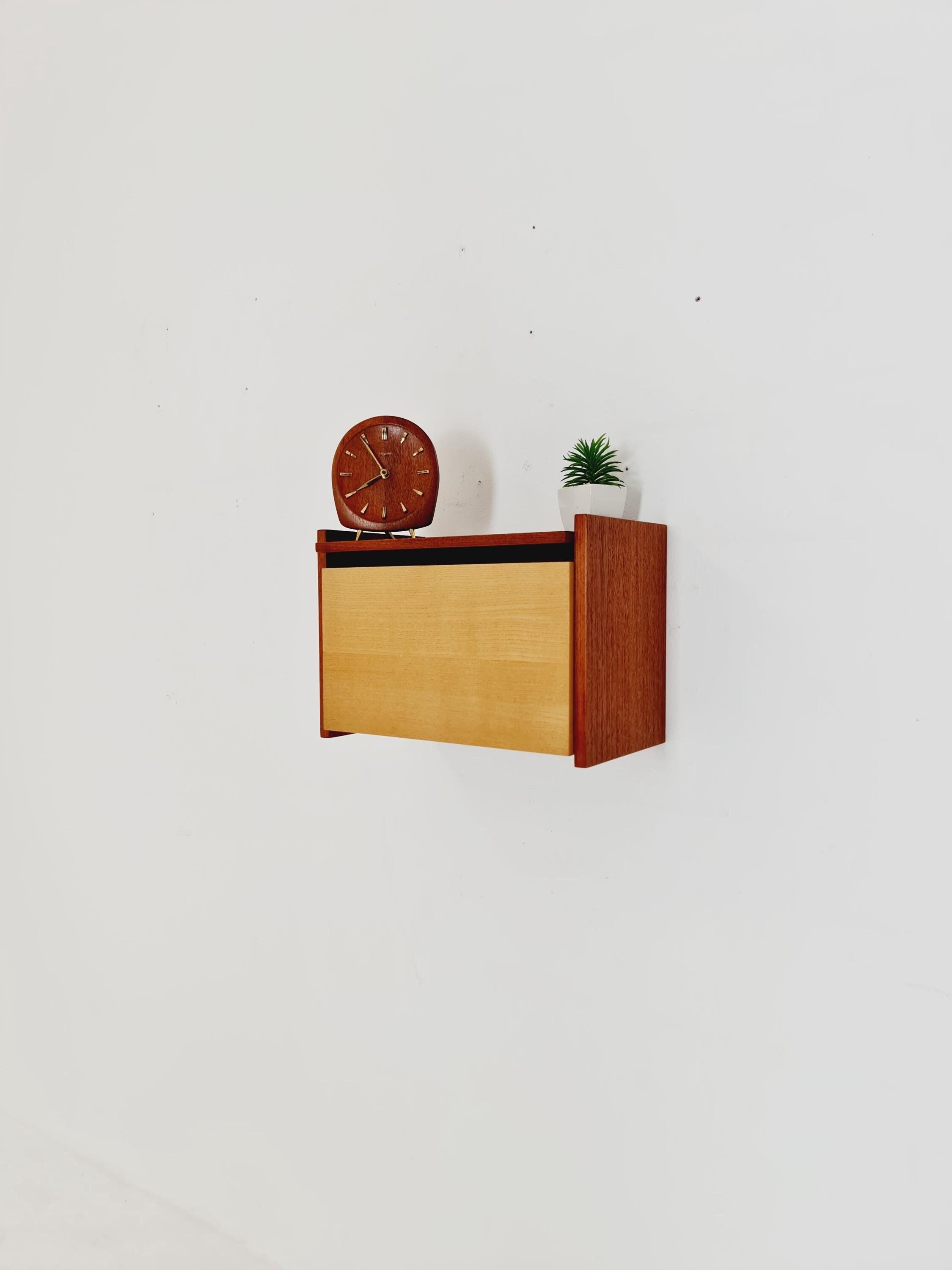 Table De Chevet/Table Chevet Flottante/Suspendue Scandinave En Teck Et Frêne Par Wk, Années 1960