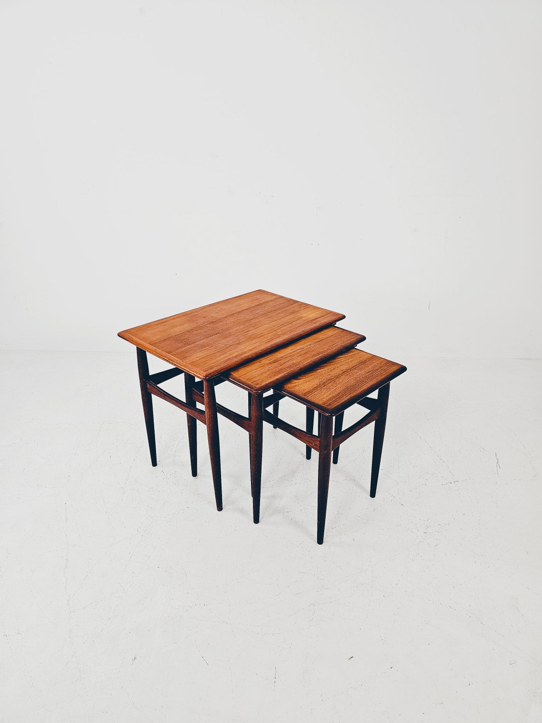 Midcentury Danish Teak Nesting Tables by Kai Kristiansen for Skovamand