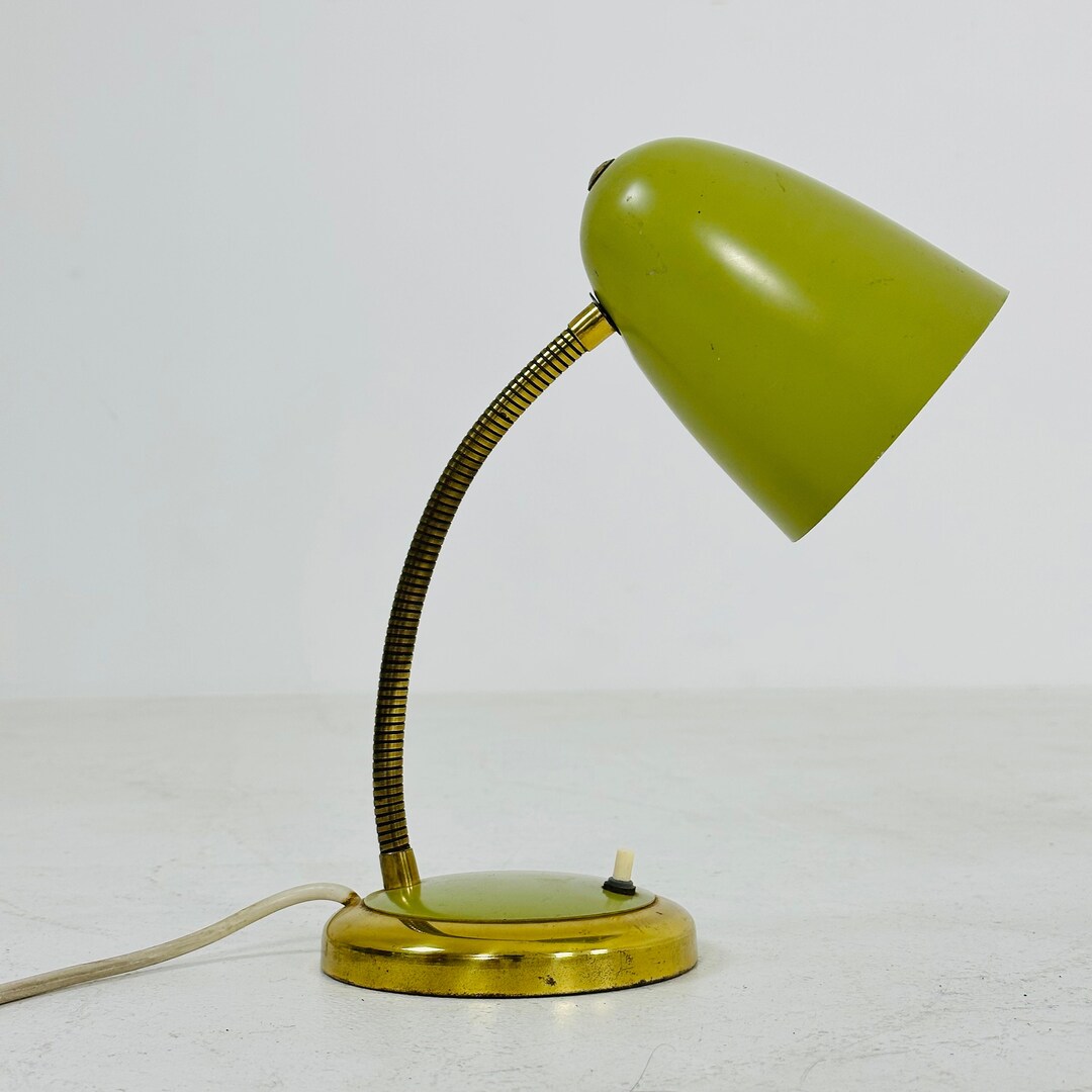 Vintage Table Lamp With Gooseneck Bright Green Germany, 1950s Etsy