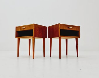 Mid century Danish teak side tables/ Bedside tables/ Nightstands, Denmark, 1960s, set of 2