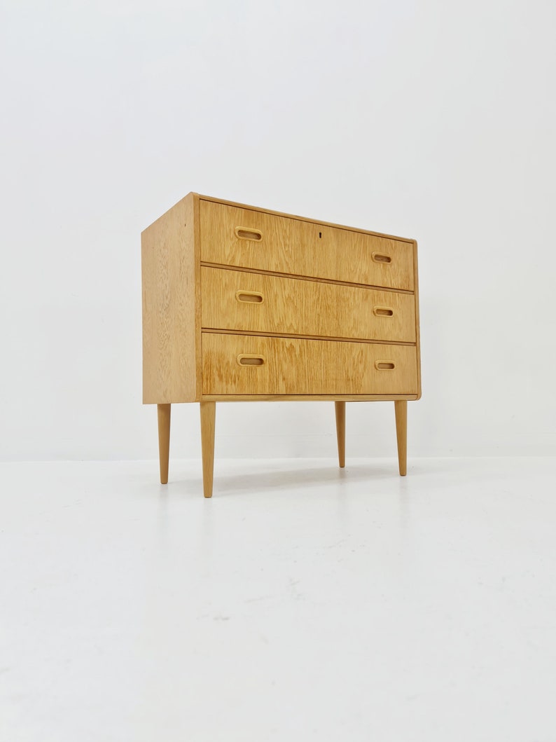 Midcentury danish design chest of drawers / drawer dresser /3 drawers cabinet, 1960s image 8