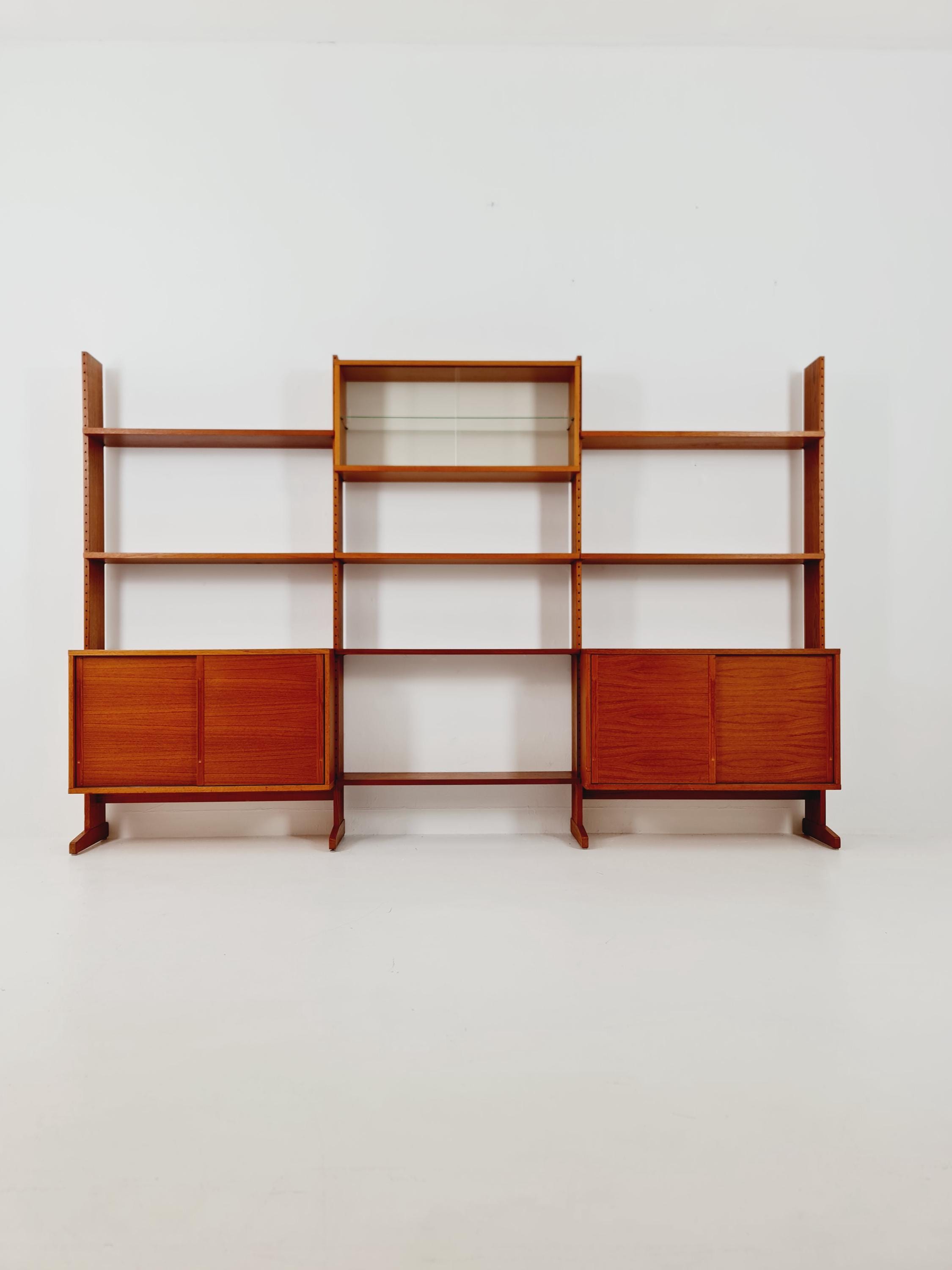 Danish Teak Room Divider Modular Vintage Library Bookcase Shelf