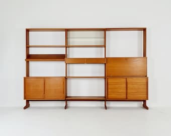 Danish teak room divider modular vintage library bookcase shelf system by L Chr Larsen & Søn, 1960s