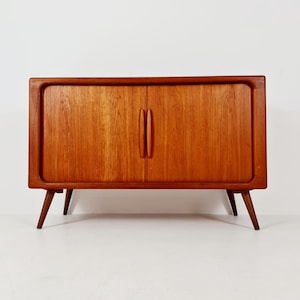 Mid century Solid Danish teak hallway cabinet, Record cabinet By Dyrlund 1960s