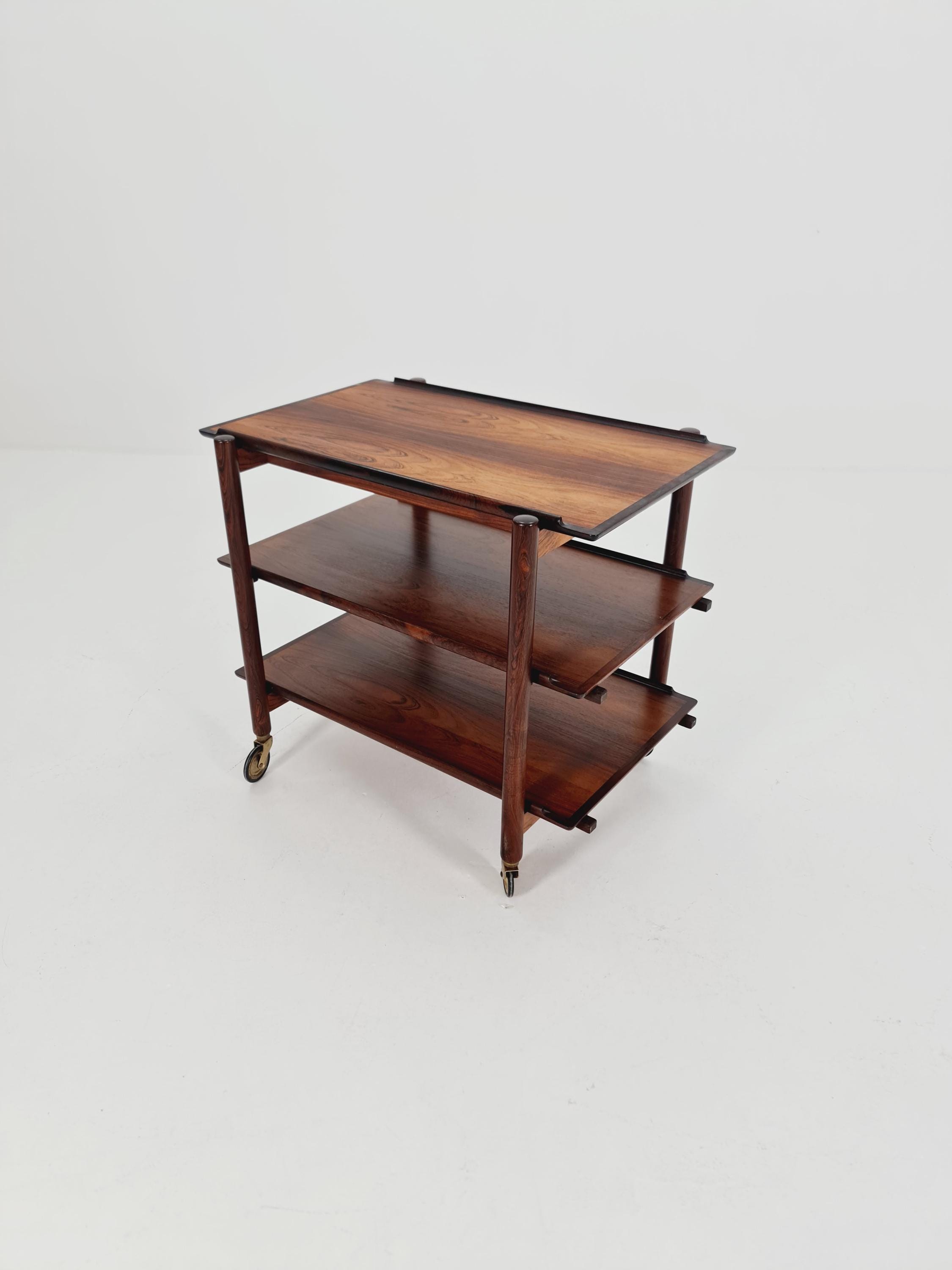 キッチンワゴン Poul Hundevad Rosewood wagon Vintage Mid Century Danish Trolley in Solid Rose Wood / Bar Cart