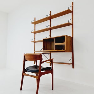 Mid century Danish Teak Wall Unit with bar cabinet & Desk by Poul Cadovius for Royal, Denmark, 1960s image 2
