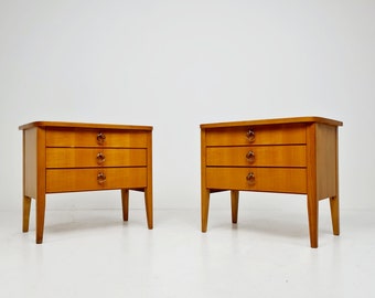 German mid-century beech nightstands/ bedside tables BY WK Möbel, 1960s