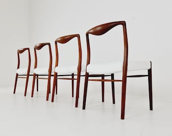 Mid Century Dansih Teak and Fabric chair by Kai Lyngfeldt Larsen, 1960s Set of 4