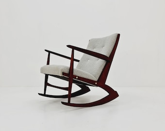 Danish Rocking Chair by Soren Geoorg Jensen With Teddy Fabric , 1950s