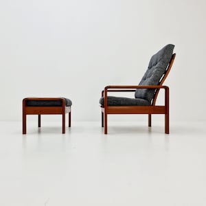 Mid Century Solid teak lounge chair/ Easy chair by Sven Ellekaer for comfort with Ottoman, 1960s