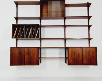 Big Mid century Danish Rosewood Wall Unit with 3 cabinets by Poul Cadovius for Cado, Denmark, 1960s