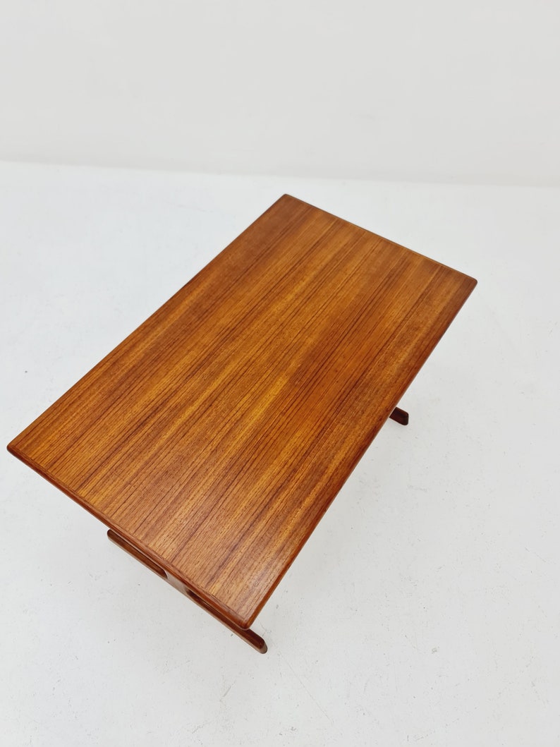 Vintage Danish teak and rattan sewing table/ side table cabinet by Kai Kristiansen for Vildbjerg, 1960s image 10