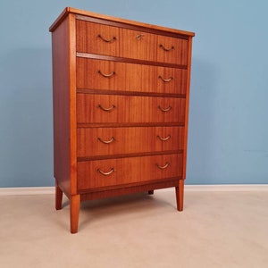 Midcentury danish design chest of drawers / drawer dresser /5 drawers cabinet from the sixties 1960s vintage mahaogany image 5