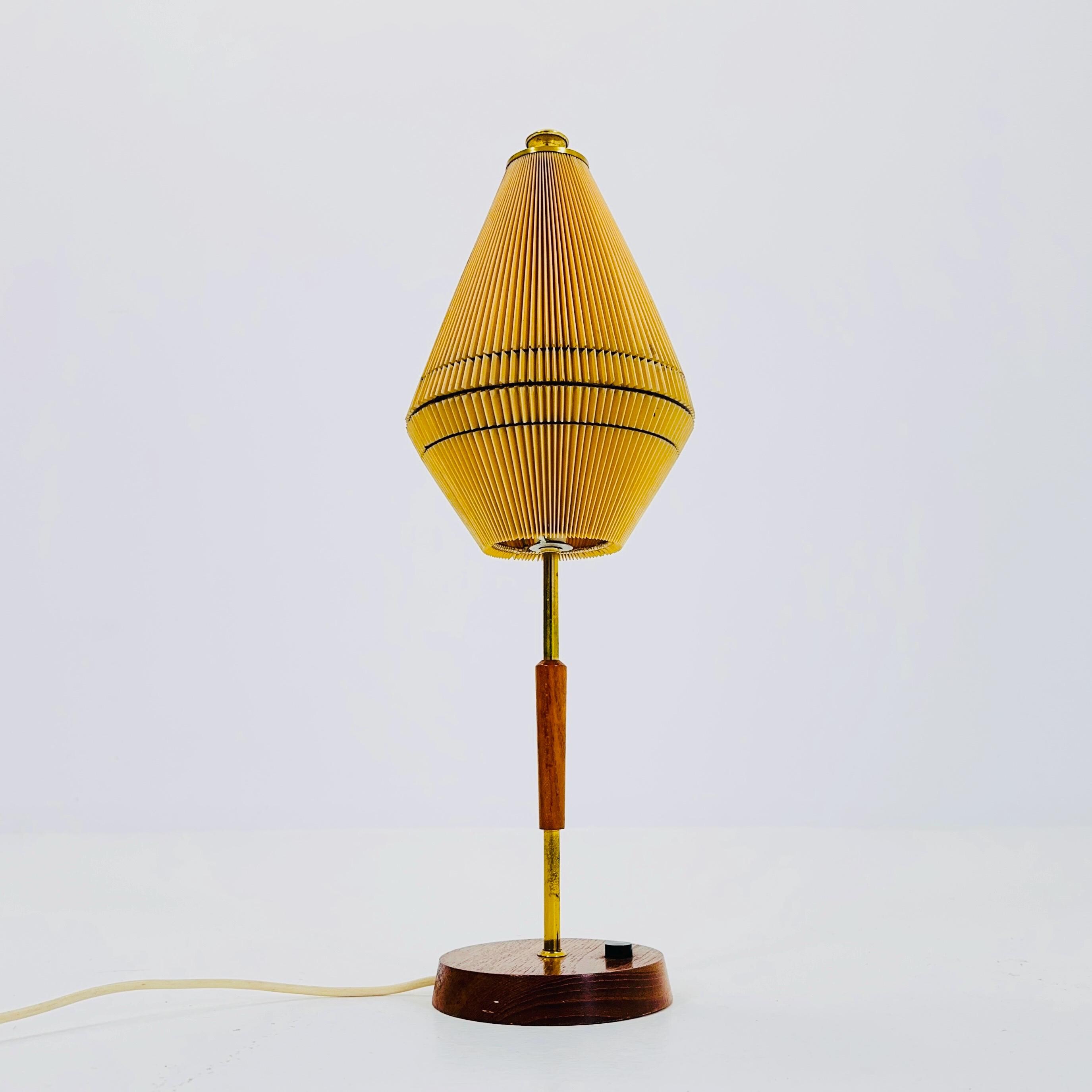 Mid Century Teak and Brass Table Lamp by Frits Muller for Temde