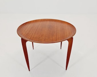 Teak Tray Table with Foldable Frame by Hans Engholm and Svend Åge Willumsen for Fritz Hansen, 1960s