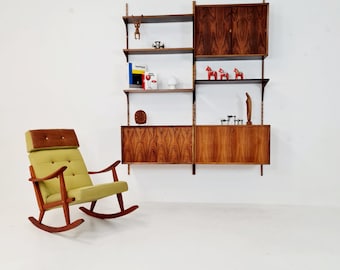 Mueble de pared danés Mid-Century de palisandro con mueble bar de Poul Cadovius para Cado, Dinamarca, años 60