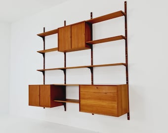 Big Mid century Danish Teak Wall Unit with 3 cabinets & Record cabient by Poul Cadovius for Cado, Denmark, 1960s