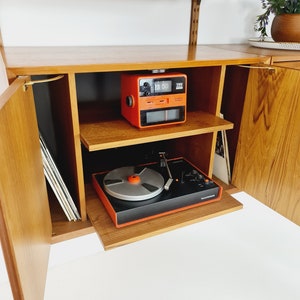 Mid century Danish Teak Wall Unit with records cabinet and magazine rack by Poul Cadovius for Cado, Denmark, 1960s image 3