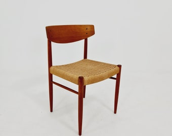Danish teak & danish cord dining chair by A.M Mobler model 501 1960s,