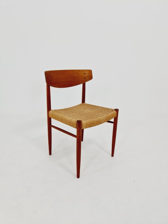 Danish Teak & Danish Cord Dining Chair by A.M Mobler Model 501 1960s, 