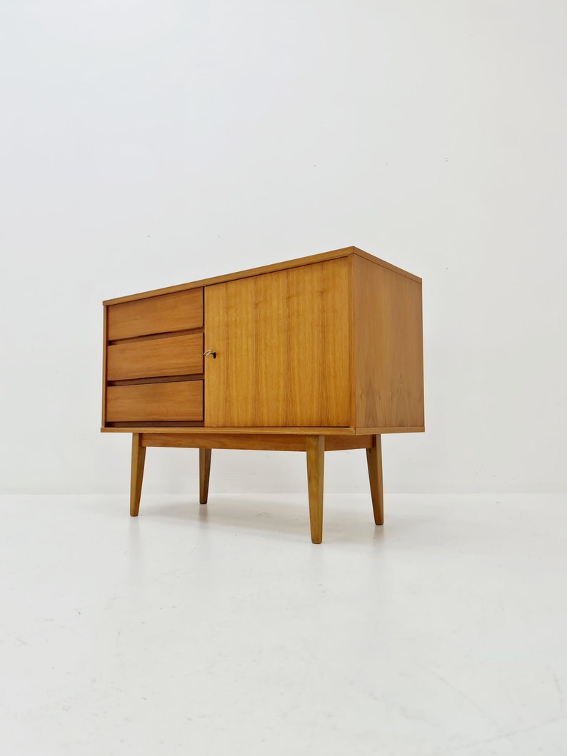 German Mid century Walnut wood chest of drawe, sideboard by FLB Möbel Fabrik , 1950s image 8