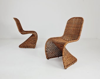 Mid century wicker chairs style of Verner Panton Germany, set of 2