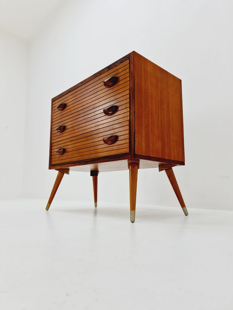 Rare Mid century Modern German teak & rosewood chest of drawers by Ernst Dieter Hilker, 1960s image 3