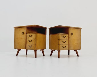 German Mid century beech nightstands/ bedside tables BY WK Möbel, 1960s