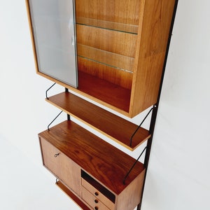 Mid century Danish Teak single Wall Unit with bar cabinet & Showcase by Poul Cadovius for Royal Denmark, 1960s image 9