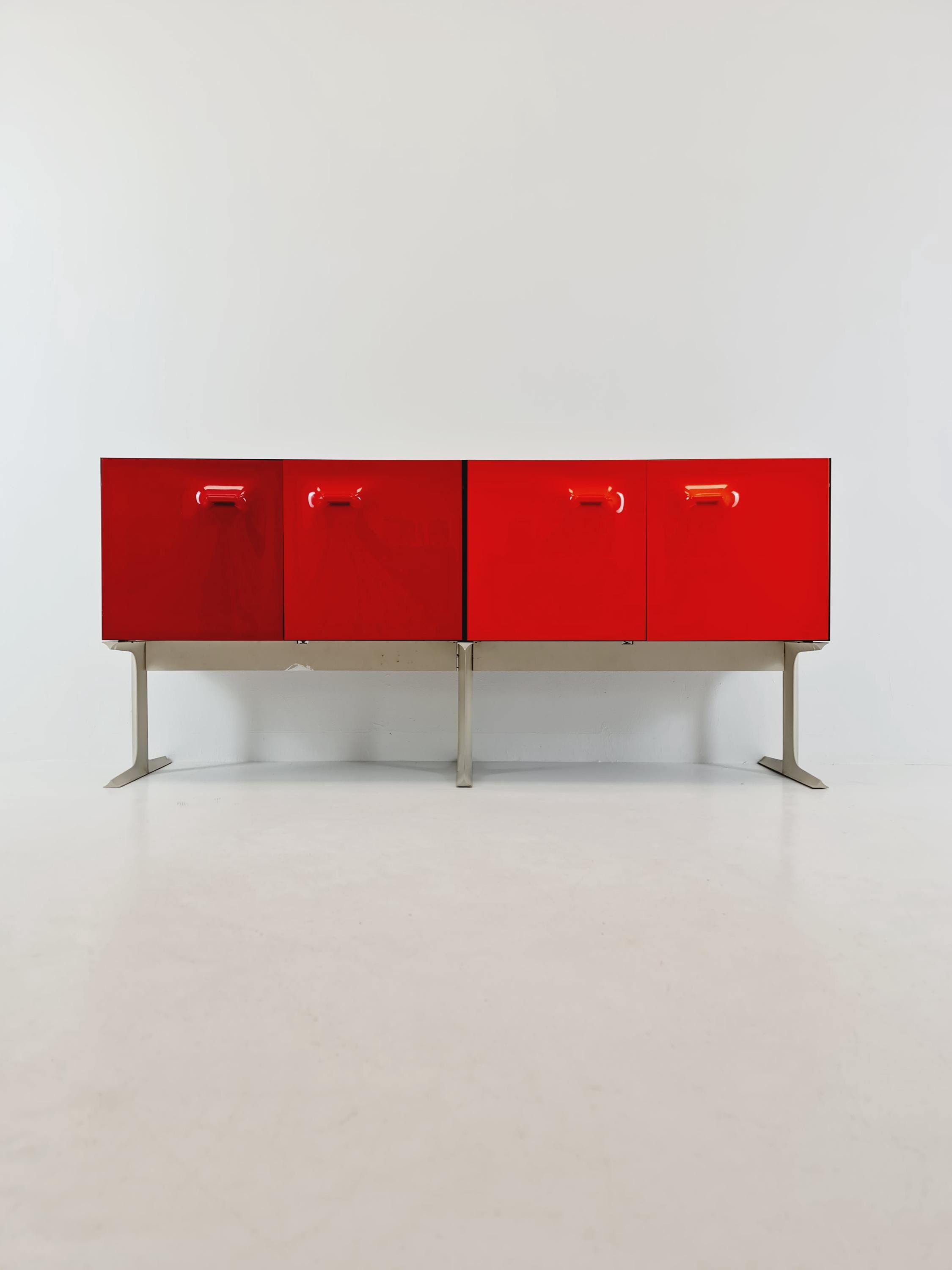DF2000 Sideboard by Raymond Loewy – Iconic French Design – Red